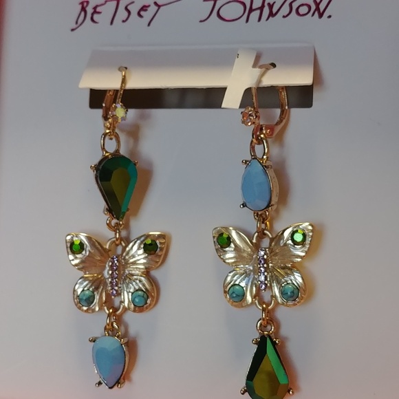 NWT Betsey Johnson Butterfly Earrings - Picture 3 of 5